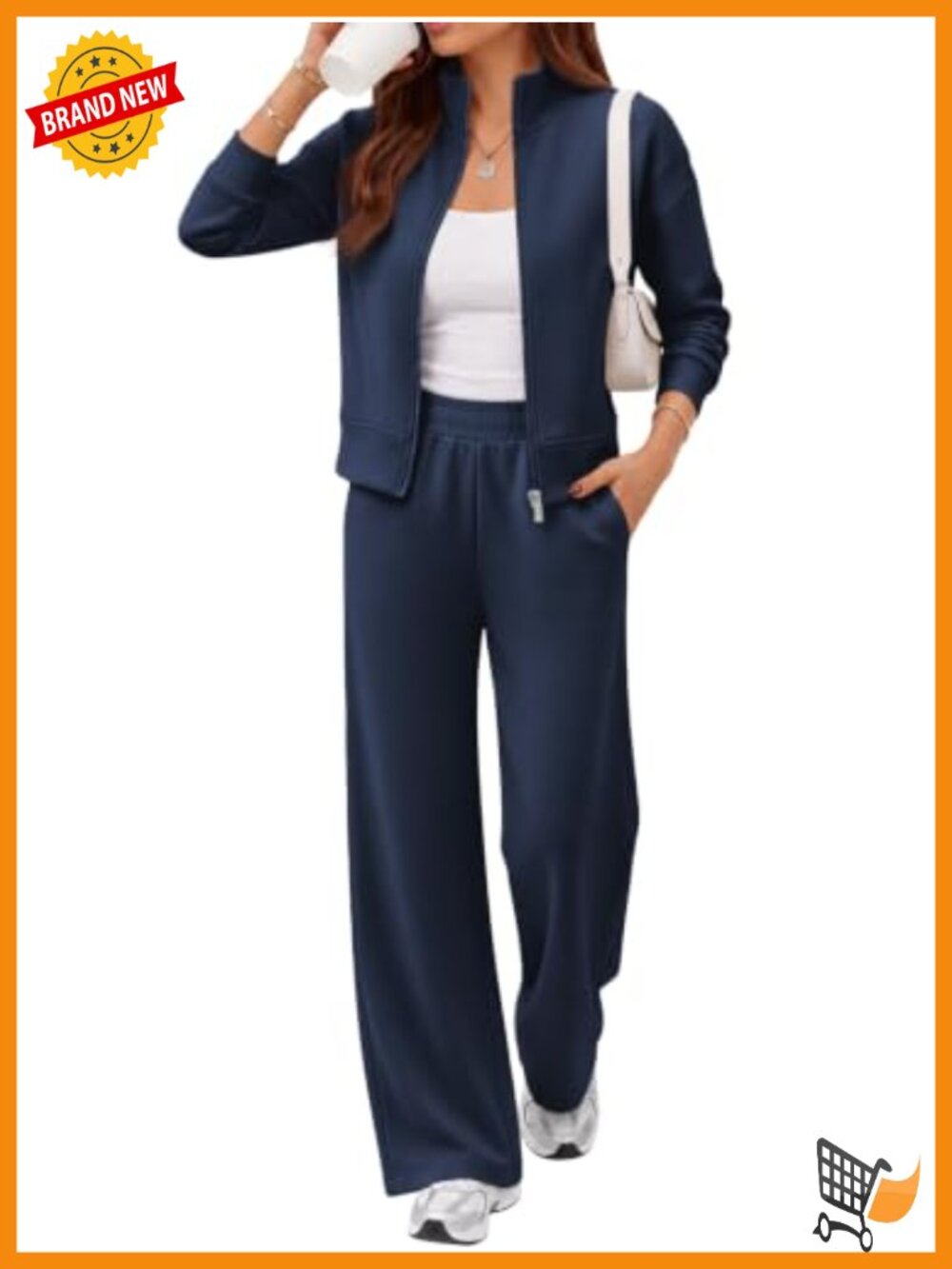 Womens 2 Piece Modal Blend Sweatsuit Zip Jacket Wide Leg Pants Lounge Set